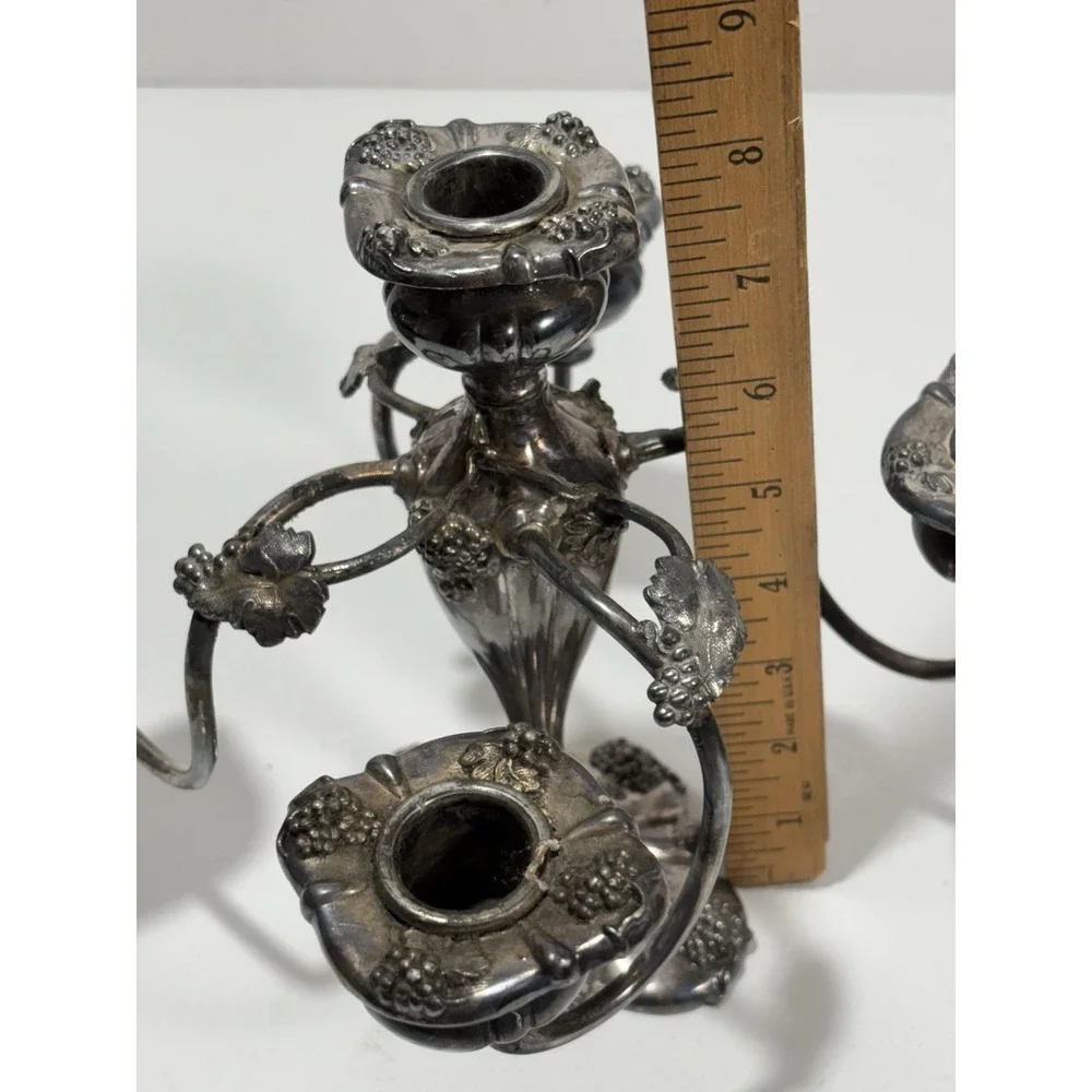 Antique Barbour SilverQuadruple Plate Grape‎ Art Nouveau Four 5 Arm Candleabra